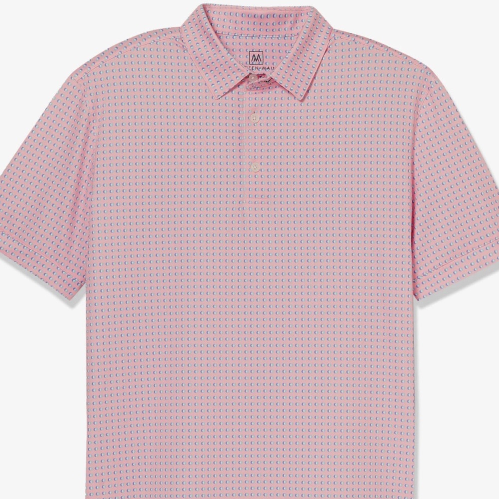 Mizzen+Main Pink Patterned Polo Shirt